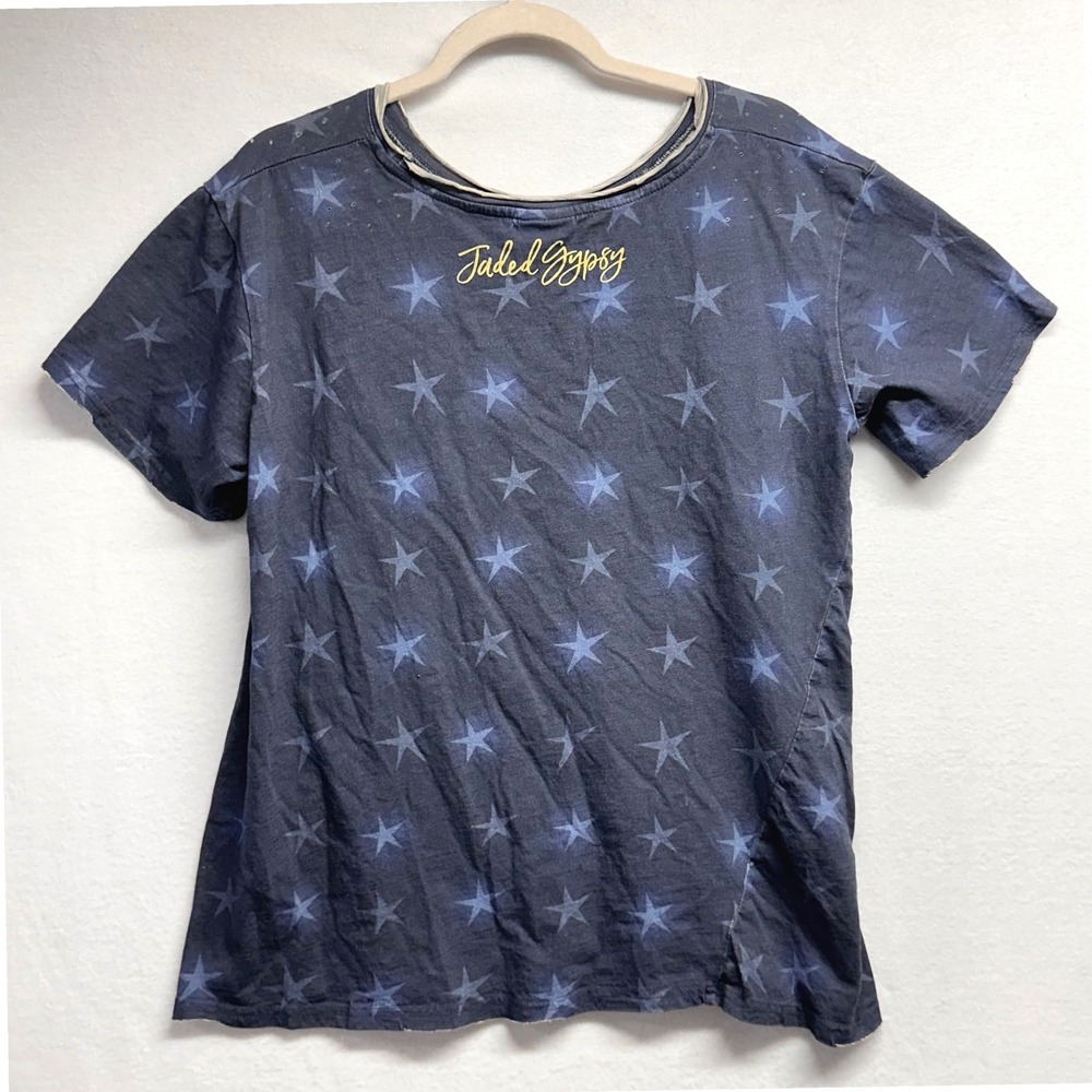 Jaded Gypsy Moon Dance Tee Women S/M Moon Wander Blue Star Clown Graphic Shirt - Picture 2 of 9